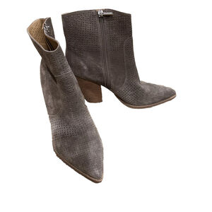 Marc Fisher 9M LTD Daire Perforated Medium Gray Suede High Booties